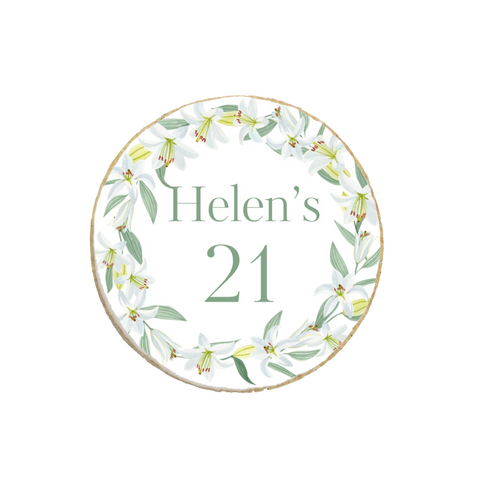Birthday Lily Floral Custom Cookies