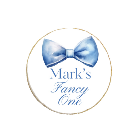 Fancy One Blue Bow Tie Birthday Custom Cookies