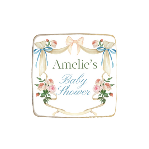 Floral Coquette Baby Shower Custom Cookies
