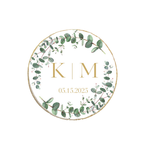 Green Eucalyptus Leaves Wedding & Engagement Botanical Custom Cookies