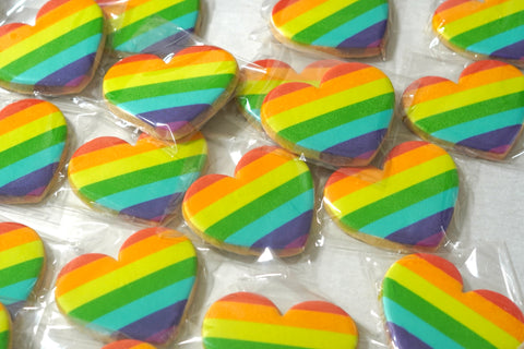 Rainbow Flag Heart Shaped Custom Cookies