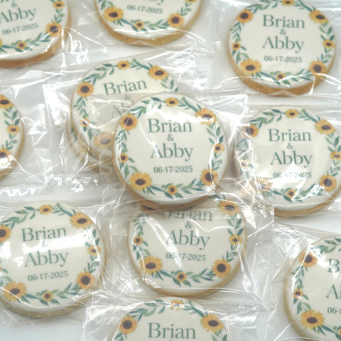 Wedding & Engagement Sunflower Themed Custom Cookies