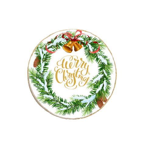 "Merry Christmas Wreath" Custom Cookies