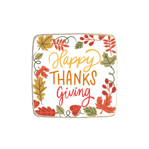 "Happy Thanksgiving" Square Custom Cookies