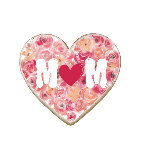 “Mom” Mother's Day Heart Custom Cookies