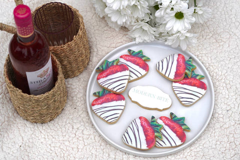 Strawberry Shaped Custom Cookies - Modern Bite