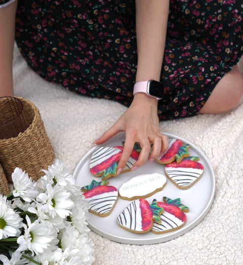 Strawberry Shaped Custom Cookies - Modern Bite