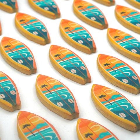 Surfboard Shaped Custom Cookies