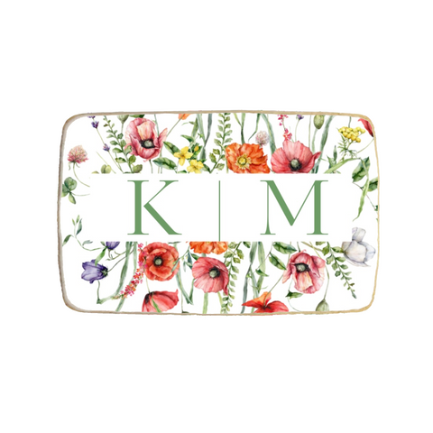 Wedding & Engagement Initials Poppy Floral Custom Cookies
