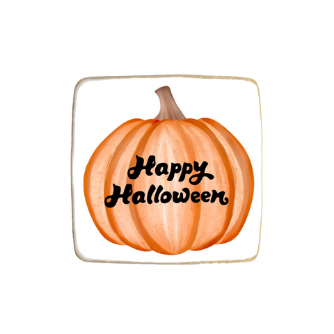 "Happy Halloween Pumpkin" Square  Custom Cookies