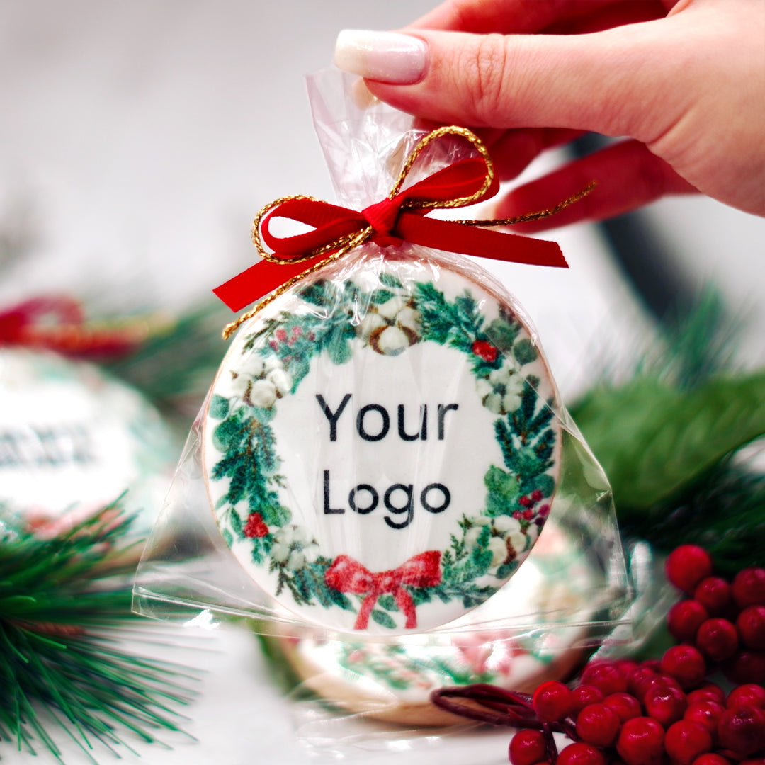 Custom Logo Christmas and New Year Cookies | With Ribbon - Modern Bite