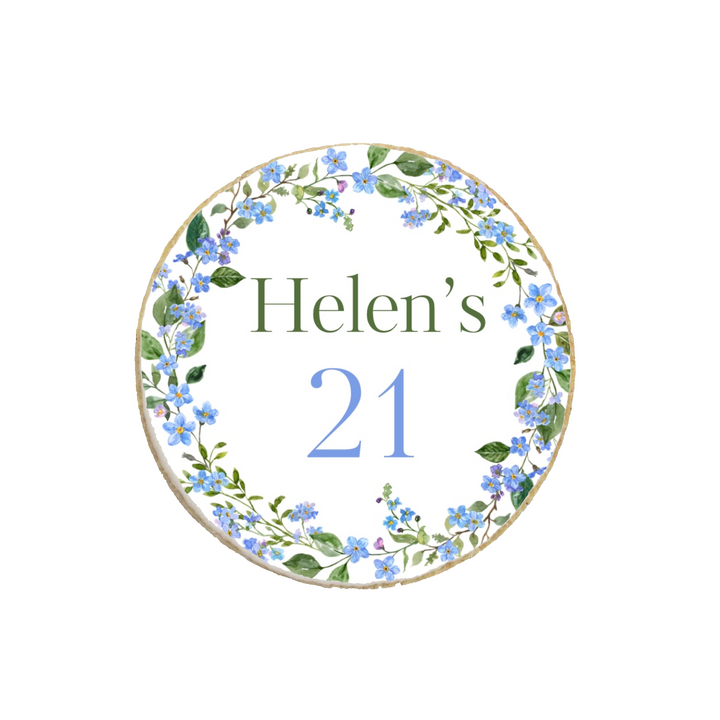 Birthday Blue Floral Custom Cookies - Modern Bite