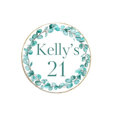 Birthday Eucalyptus Themed Custom Cookies