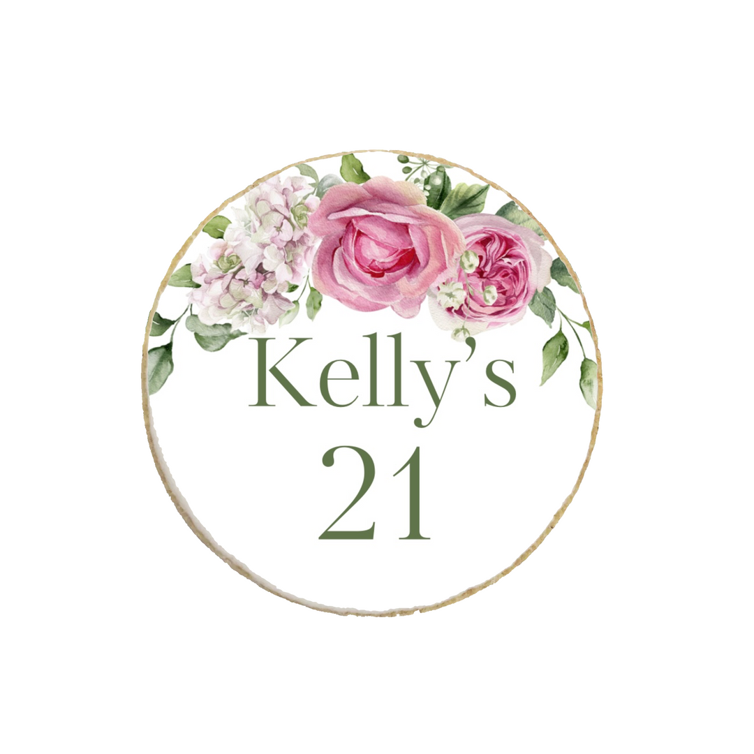 Birthday Floral Themed Custom Cookies - Modern Bite