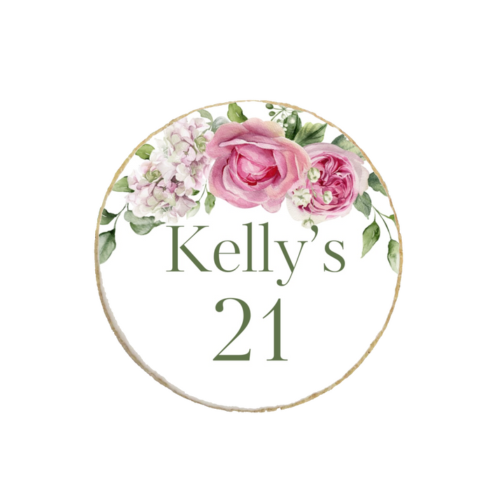 Birthday Floral Themed Custom Cookies