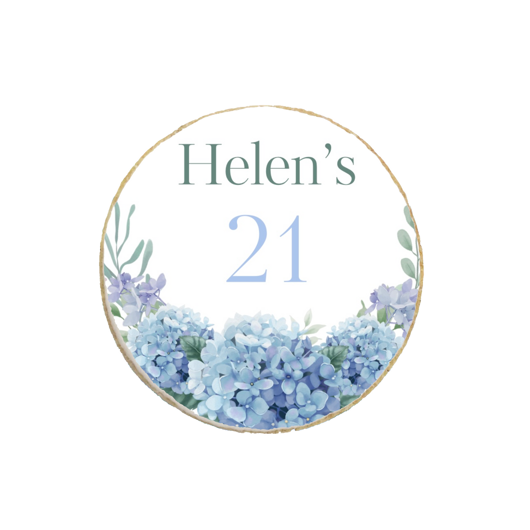 Birthday Hydrangea Floral Custom Cookies - Modern Bite