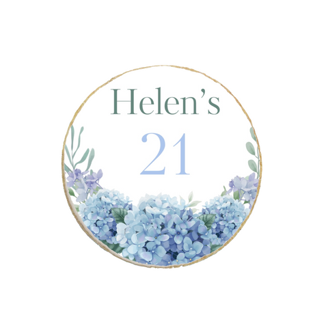 Birthday Hydrangea Floral Custom Cookies