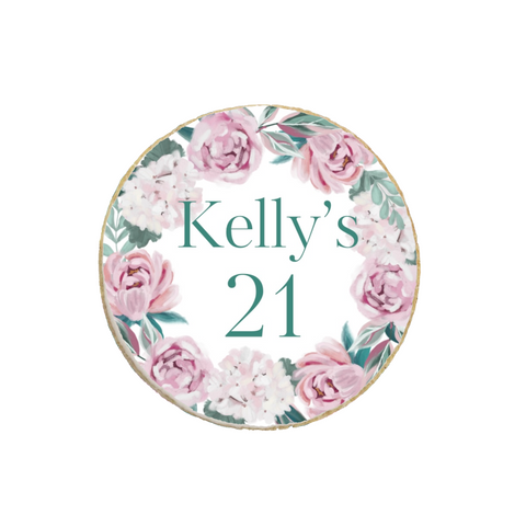 Birthday Peony Floral Themed Custom Cookies
