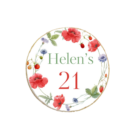 Birthday Poppy Floral Custom Cookies