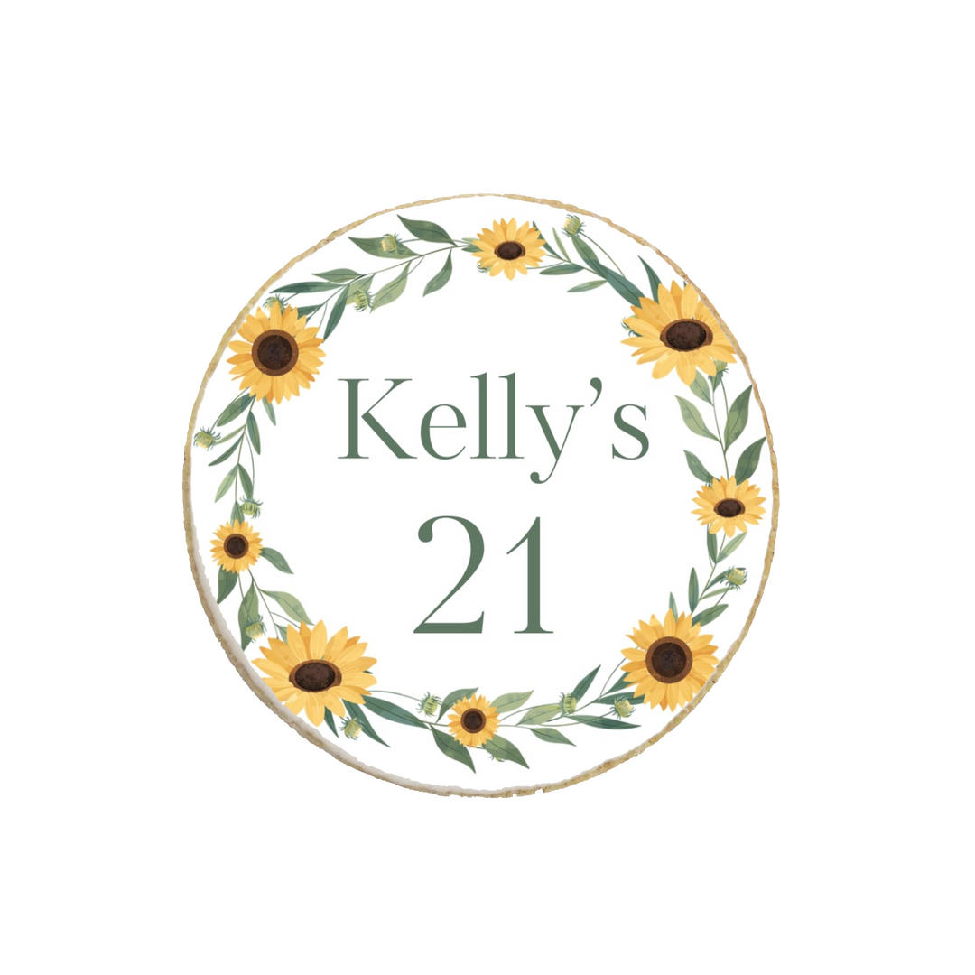 Birthday Sunflower Themed Custom Cookies - Modern Bite
