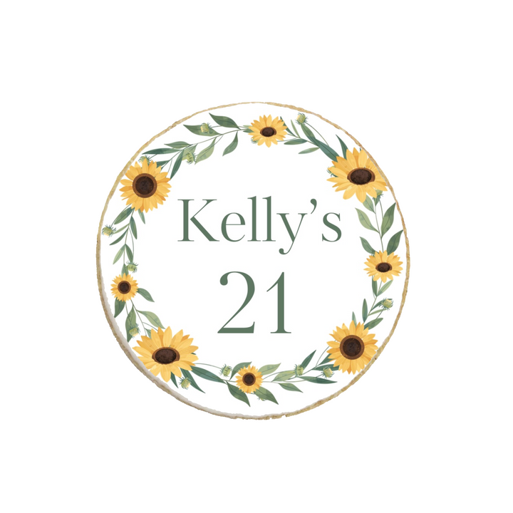 Birthday Sunflower Themed Custom Cookies