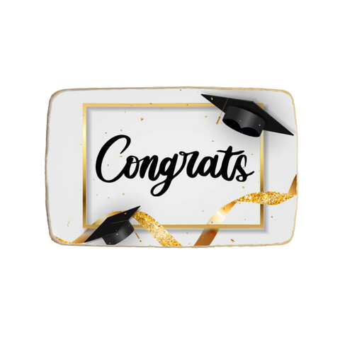 "Congrats" Gold Themed Graduation Custom Cookies