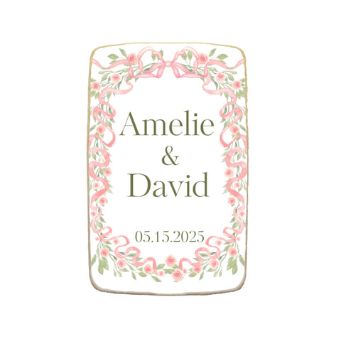 Floral Coquette Themed Wedding & Engagement Custom Cookies