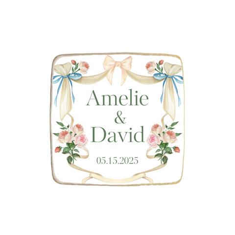 Floral Coquette Wedding & Engagement Custom Cookies