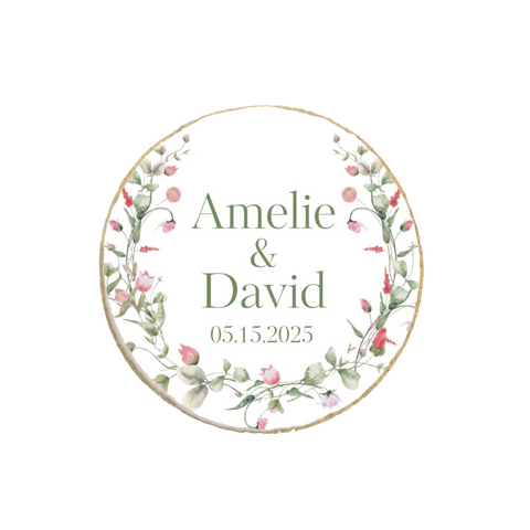 Floral Garden Themed Wedding & Engagement Round Custom Cookies