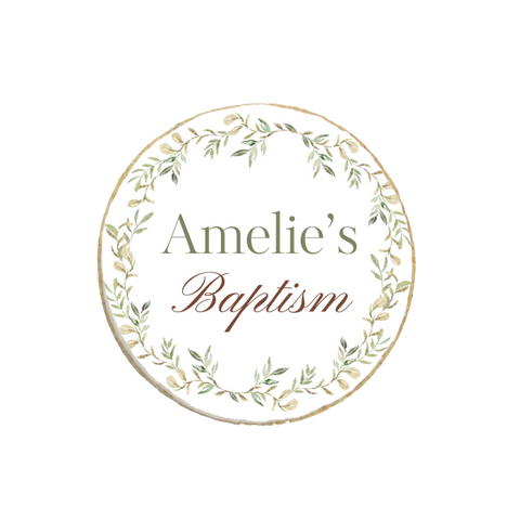 Greenery Wreath Baptism Custom Cookies