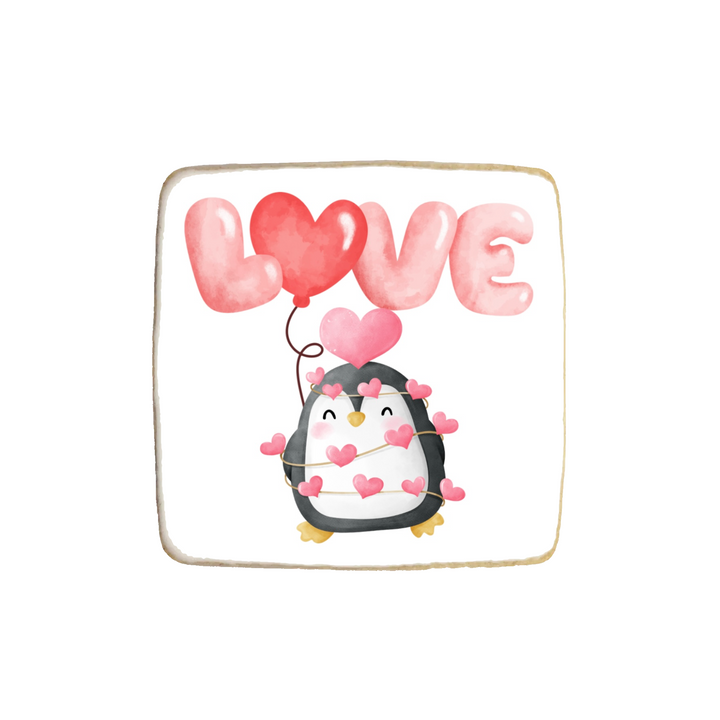 “Penguin” Valentine's Day Custom Cookies