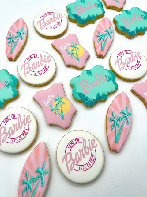 “Malibu Barbie” Themed Birthday Custom Cookies