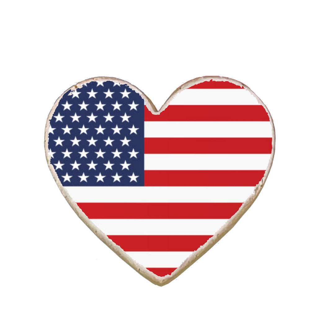 "American Flag Patriotic" Heart Custom Cookies