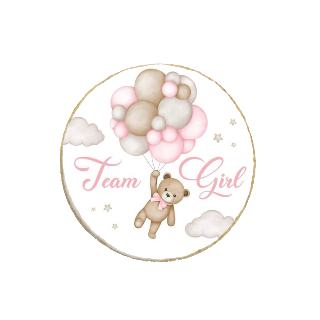 Girl or Boy Team Teddy Themed Gender Reveal Custom Cookies - Modern Bite
