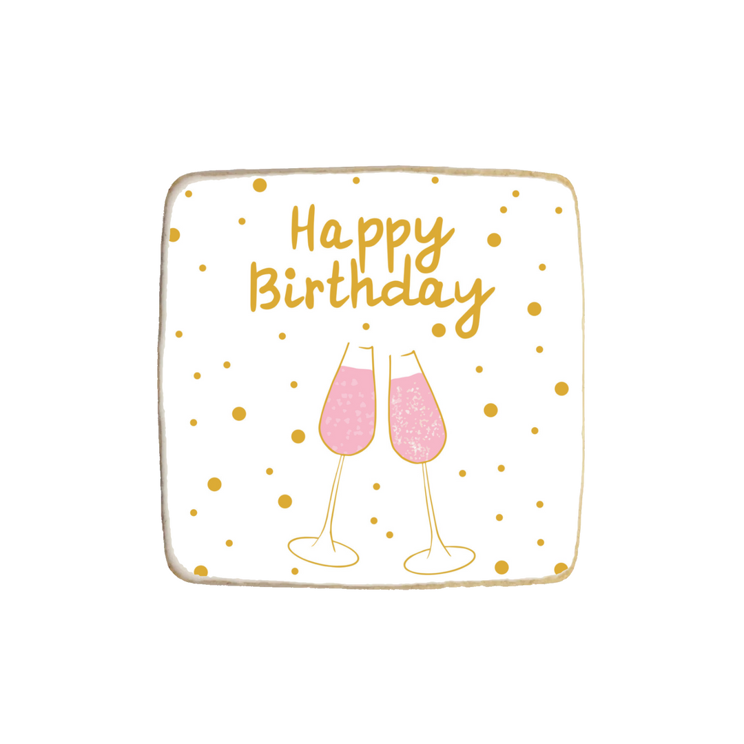 “Bubbly Happy Birthday” Custom Cookies