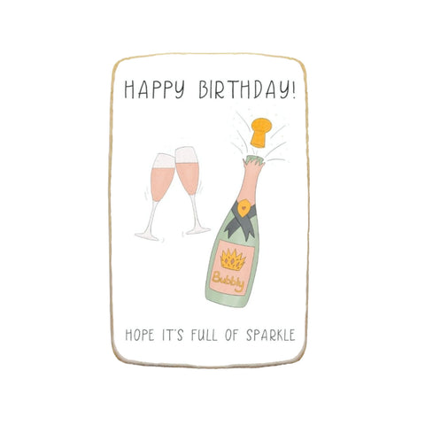 “Happy Bubbly Birthday!” Custom Cookies