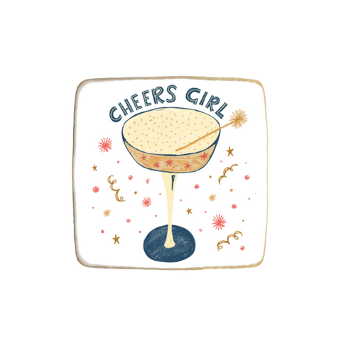 “Cheers Girl Bubbly” Birthday Custom Cookies