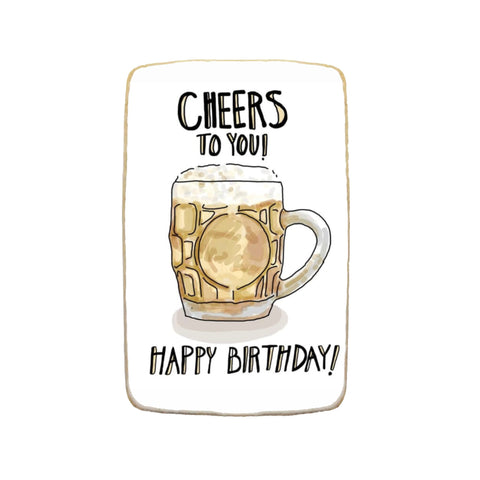 Beer Themed “Cheers” Birthday Custom Cookies