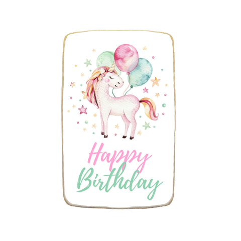 Unicorn Happy Birthday Custom Cookies