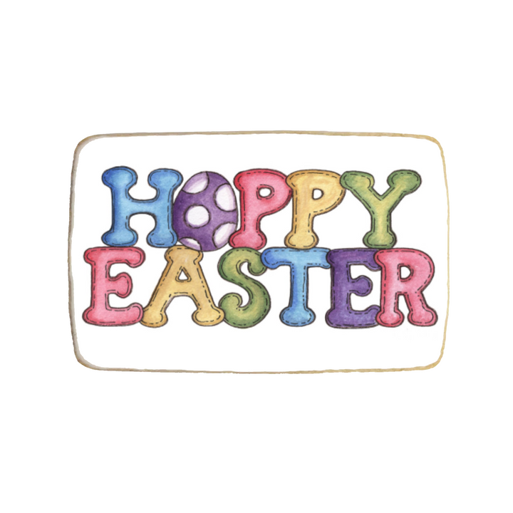 "Happy Easter" Rectangular Custom Cookies - Modern Bite
