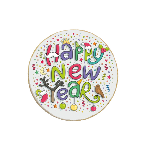 "Happy New Year" Round Custom Cookies