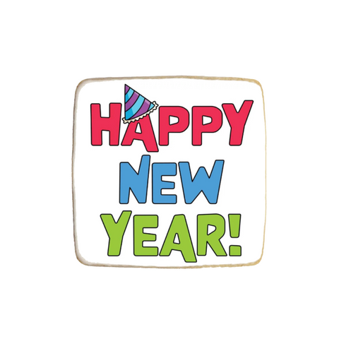 "Happy New Year" Square Custom Cookies