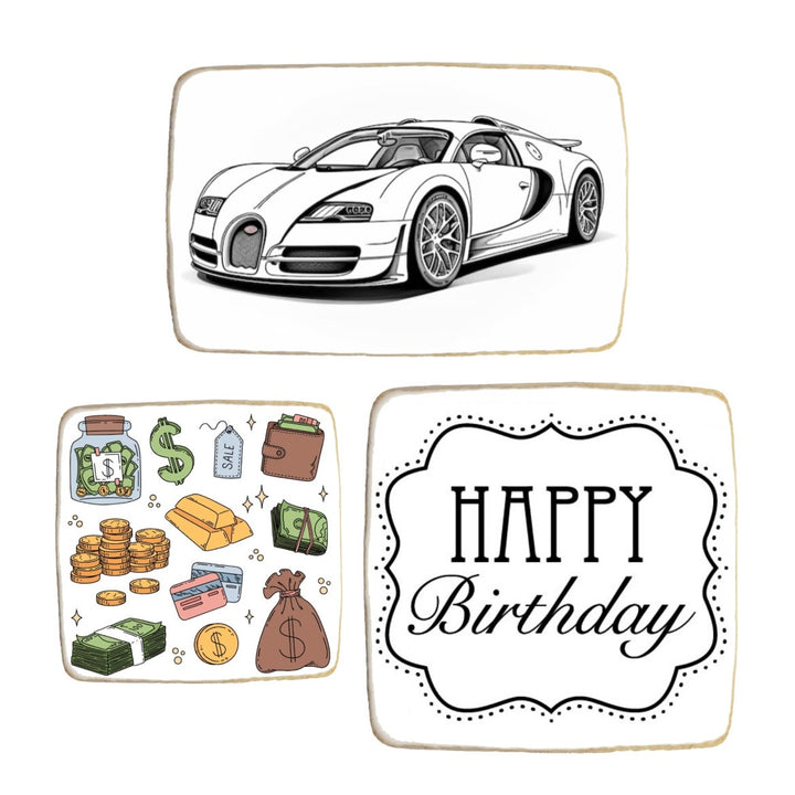 “Car & Money” Themed Birthday Custom Cookies - Modern Bite