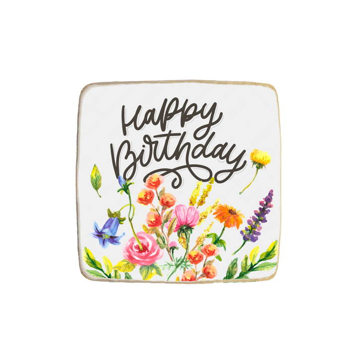“Happy Floral Birthday” For Her Custom Cookies - Modern Bite