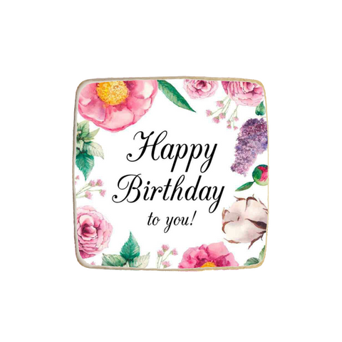 “Happy Birthday to You” Floral Themed Custom Cookies