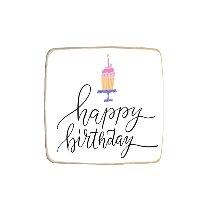 “Happy Birthday Cupcake” Custom Cookies