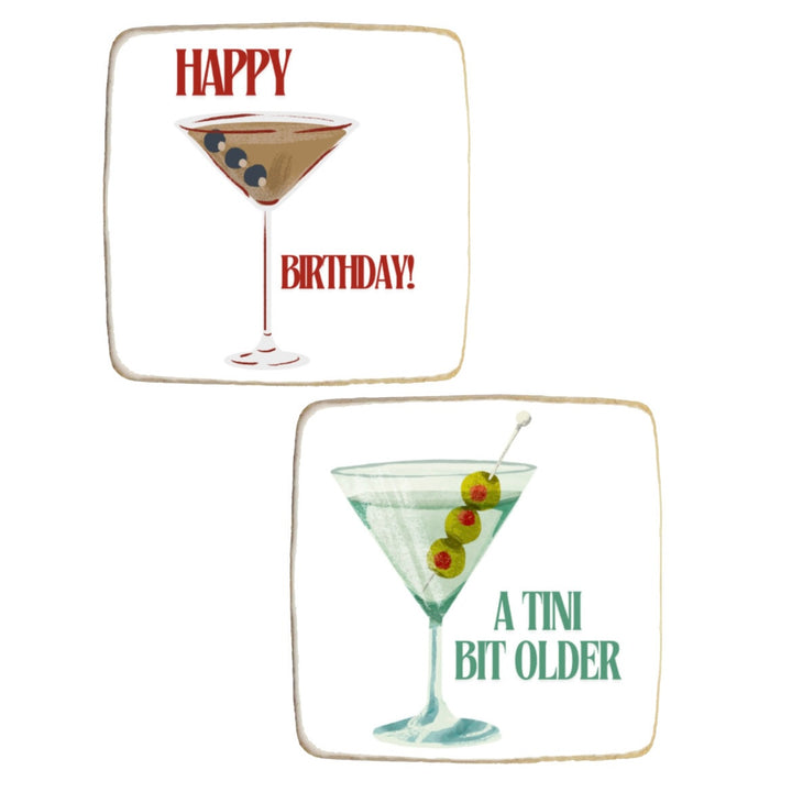 “A Tini Bit Older” Cocktail Themed Birthday Custom Cookies - Modern Bite