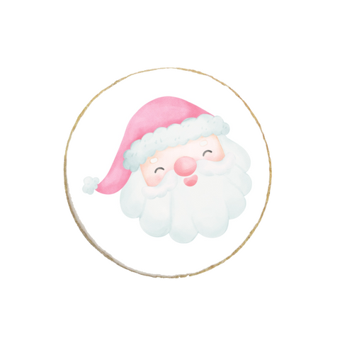 "Santa" Pink Themed Holiday Custom Cookies