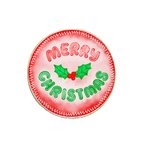 "Merry Christmas" Holiday Round Custom Cookies