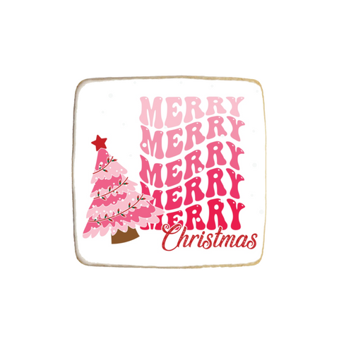 Merry Christmas Pink Themed Custom Cookies